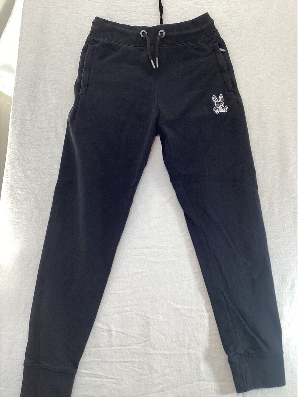 Psycho Bunny Sweatpants Kids Size Medium  Black Drawstring Joggers Embroidered